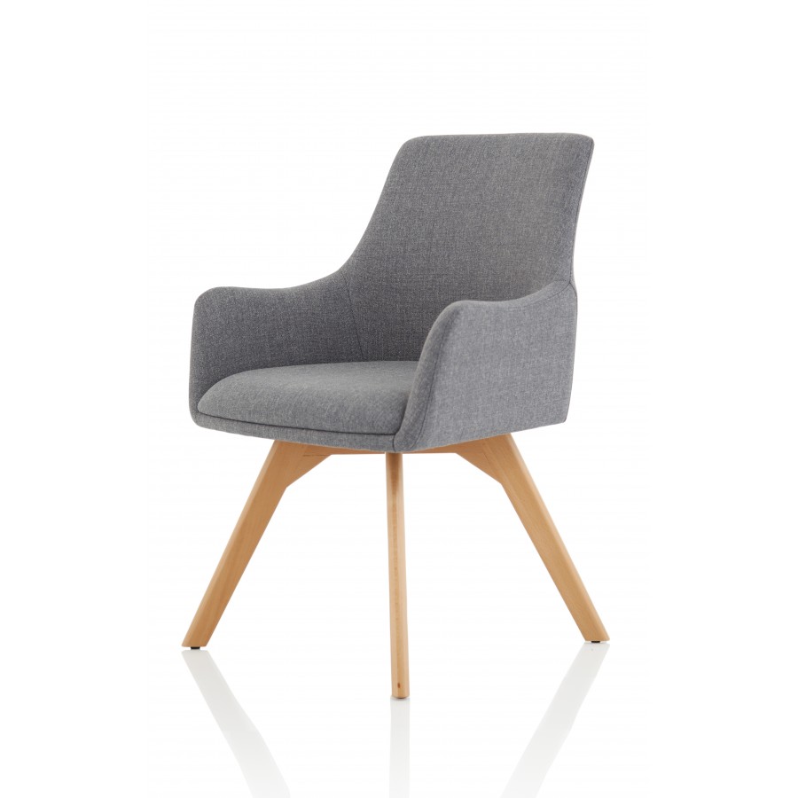 Carmen Wooden Leg Grey Fabric Visitor Chair